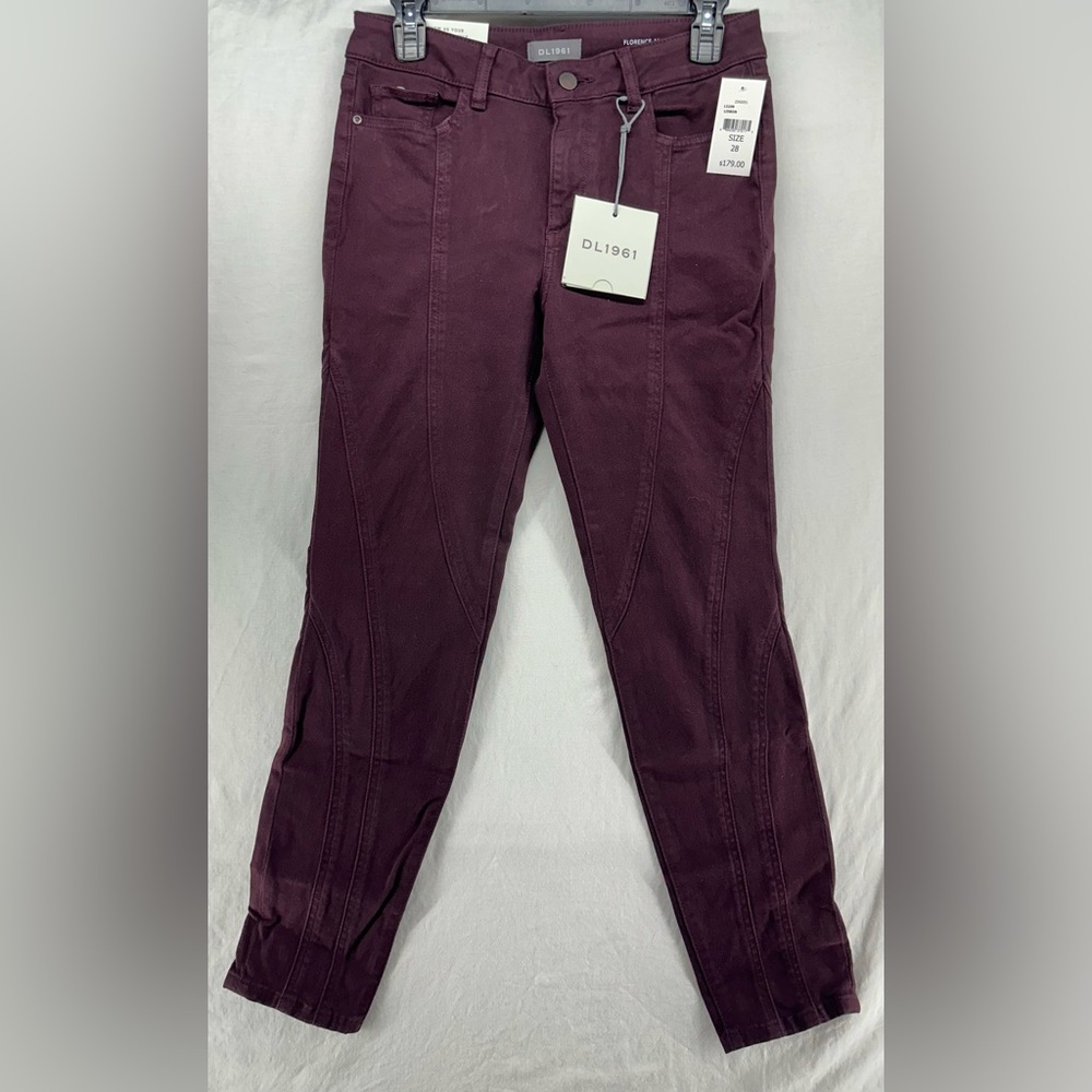 DL1961 Florence‎ Ankle Skinny Jean Instasculpt Mid Rise Women's Burgundy Red 28